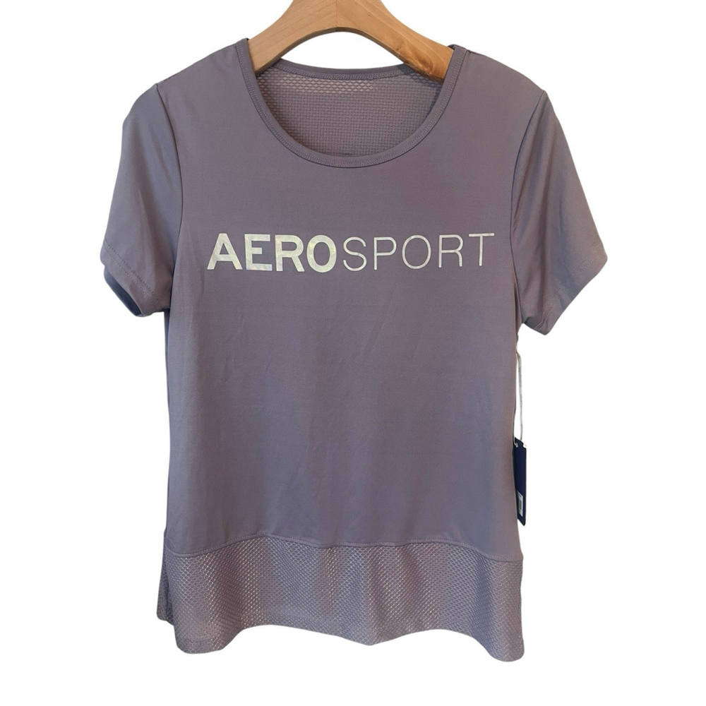 AERO Sport Purple Graphic T Shirt Womens M